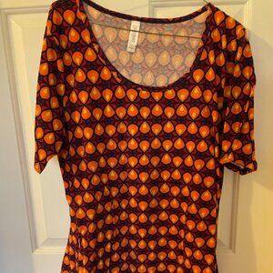 Ladie's LuLaRoe Orange, Red, Navy Blue Tunic / Blouse Large